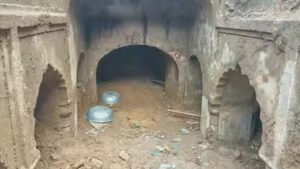 **"ASI survey uncovering red stone floor in ancient stepwell in Chandausi, Sambhal"**