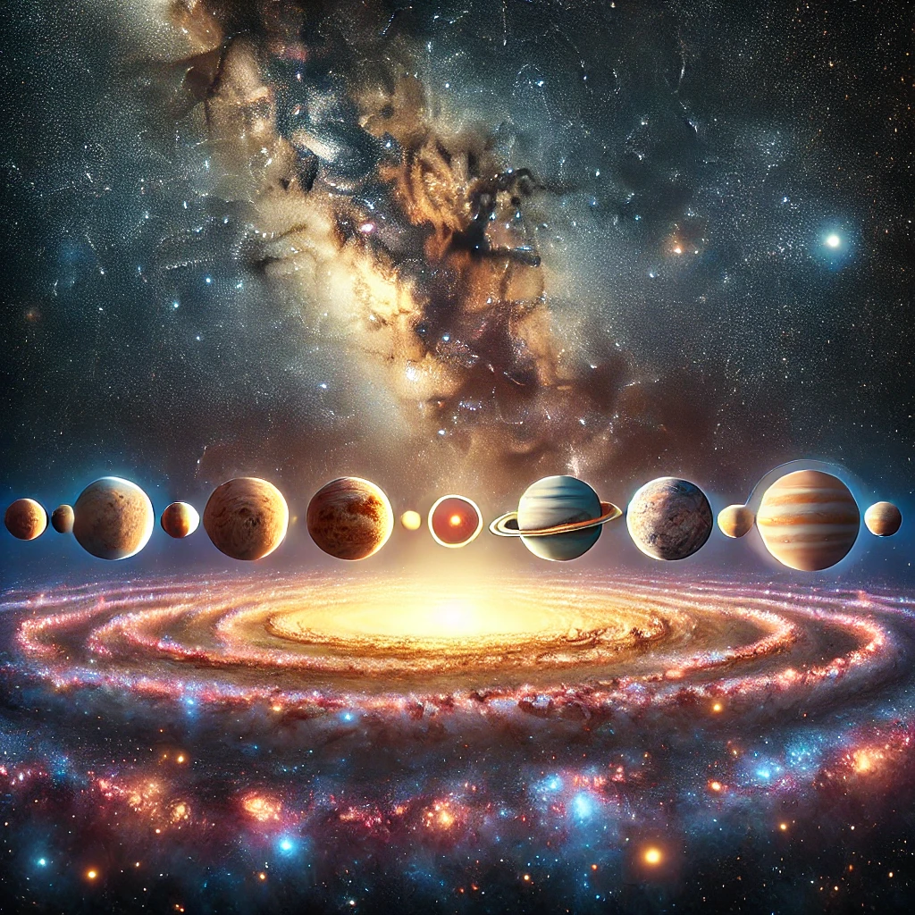 7 planets alignment, rare astronomical event, planetary conjunction, solar system,