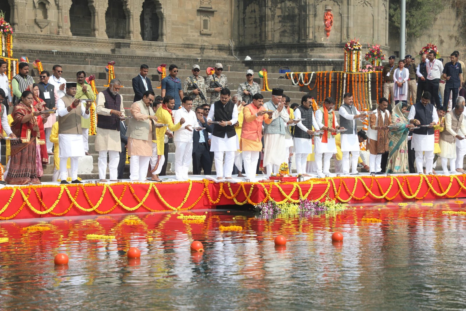 Chief Minister Mohan Yadav Performs Narmada Puja in Maheshwar,